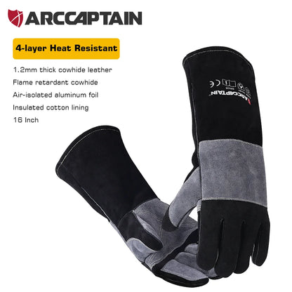 ARCCAPTAIN 16inch Welding Gloves Multifunctional Works Gloves Heat Resistant Mig/Stick/Tig Welder Welding supplies Gloves