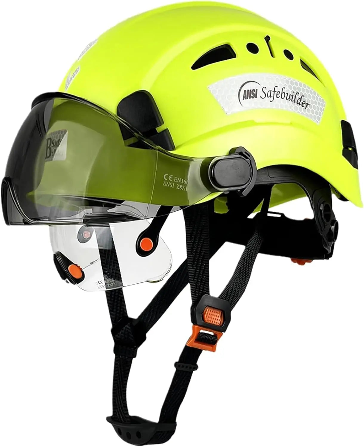 Industrial Safety Helmet with Visor, ABS Hard Hat, Adjustable Ventilation for Construction Head Protection ANSI Z89.1
