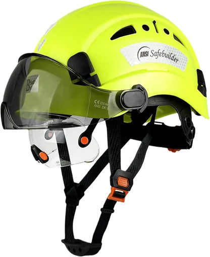 Industrial Safety Helmet with Visor, ABS Hard Hat, Adjustable Ventilation for Construction Head Protection ANSI Z89.1