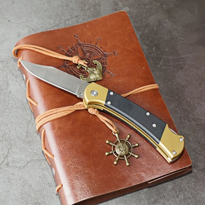 Golden G10 handle +D2 steel folding knife, fixed combat knife, outdoor portable knife, high hardness and wear resistance, gifts