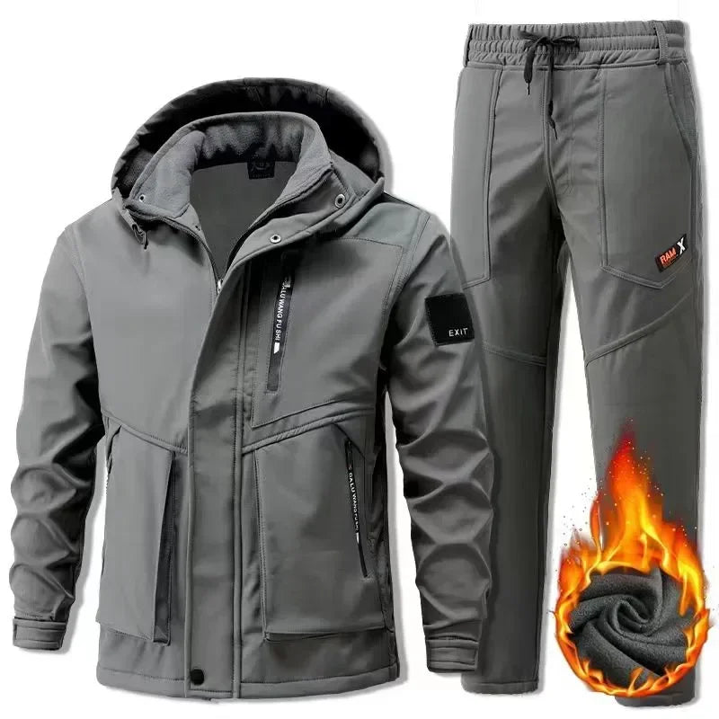 2026 New Hiking Jackets Suit Winter Men's Padded Thickened Cold Windproof Waterproof Warm Riding Outdoor Mountaineering Clothing