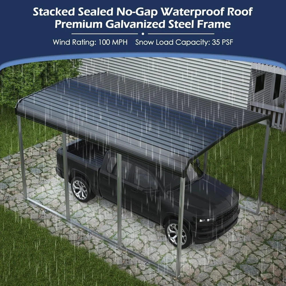 Metal Carport, Heavy Duty Carport Canopy with Galvanized Steel Frame and Roof, Outdoor Storage Shed, Car Tent Garage Shelter