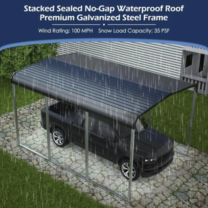 Metal Carport, Heavy Duty Carport Canopy with Galvanized Steel Frame and Roof, Outdoor Storage Shed, Car Tent Garage Shelter