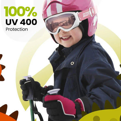 OutdoorMaster Kids Ski Goggles - Helmet Compatible Snow Goggles for Boys & Girls with 100% UV Protection
