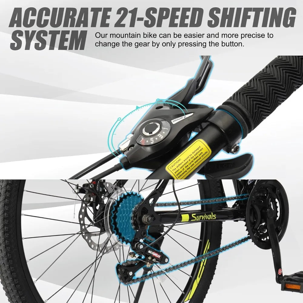 Ktaxon Mountain Bike 24/26/27.5 Inch Men & Women Mountain Bike with 21-Speed Adult Bikes, Double Disc Brake