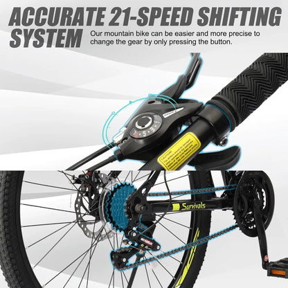 Ktaxon Mountain Bike 24/26/27.5 Inch Men & Women Mountain Bike with 21-Speed Adult Bikes, Double Disc Brake