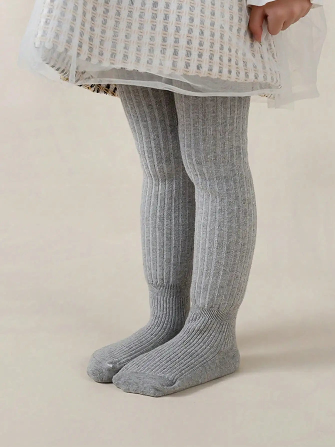 Warm Thermal Lined Stirrup Tights for Toddler Girls, Winter Ribbed Leggings with Soft Fleece Interior