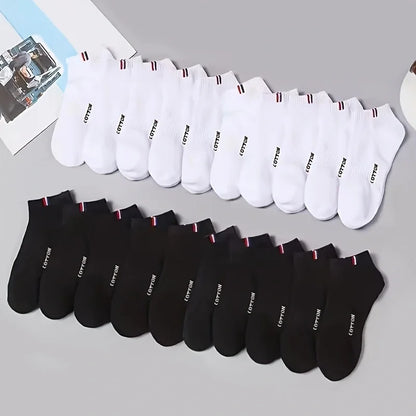 20/50 Pairs of High-Quality Soft and Comfortable Men's Sports Socks Casual and Breathable Black and White Short Socks