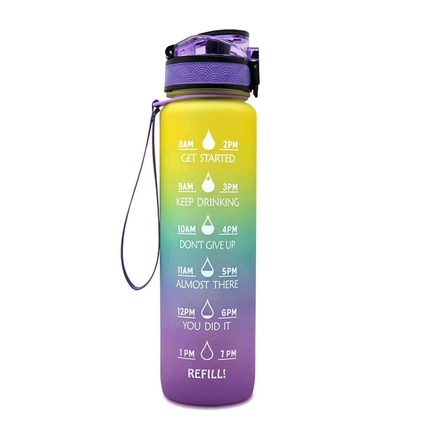 1L Sports Water Bottle Straw Cup 1 Litro with Time Maker Leak-Proof Free Frosted Cup For Outdoor Sports Drinking Bottle