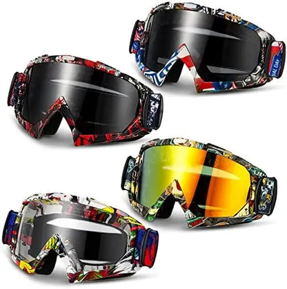 Tallew 4 Pairs Motocross Goggles ATV Dirt Bike Ski Racing Riding Gear