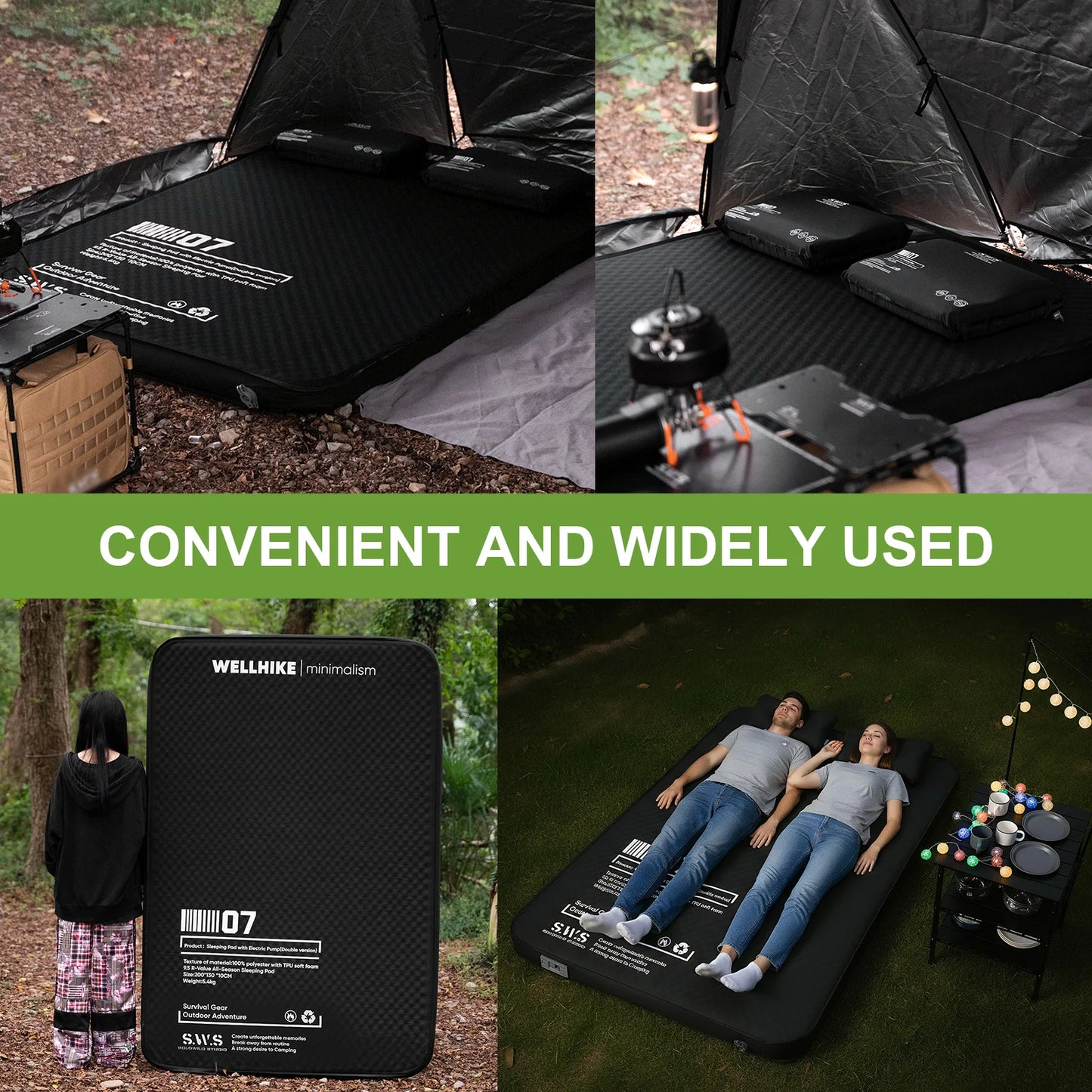 Double Inflatable Sleeping Mat with Pump Inflatable Camping Mat Automatic Inflatable Mat for Backpacking Hiking Traveling Tent