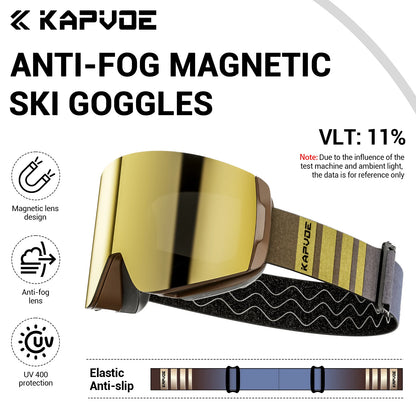 KAPVOE Ski Goggles Double Layers Anti-fog Big Ski Glasses Skiing Mask Snowboard Eyewear Outdoor Men Women UV400 Snow Goggles New