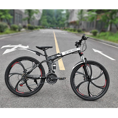 26" Mountain Bike for Adults, 21-Speed Dual Suspension Bicycle, Adjustable Disc Brakes, High-Carbon Steel Frame