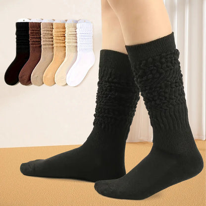 6pair Cotton Knit Warm Calf Socks Skin-friendly Cotton Winter Leg Warmer Socks Suitable for Women and Girls