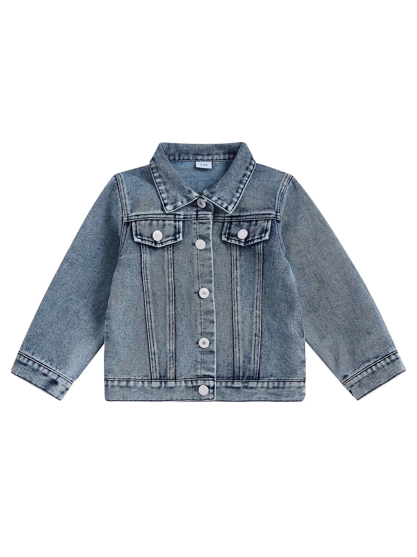 Adorable Baby Boy Blue Denim Jacket with Front Pocket Detail and Snap Button Closure Stylish Toddler Fall Outfit Coat