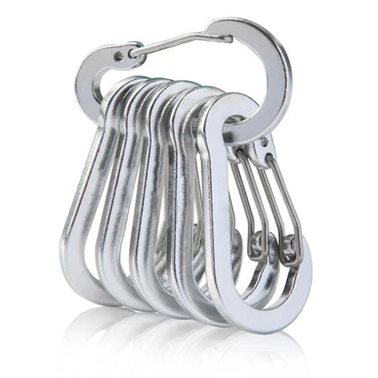 6Pcs Outdoor Carabiner Keychain D Shape Mini Carabiner Buckle Hook Multifunctional Hiking Backpacking Tools