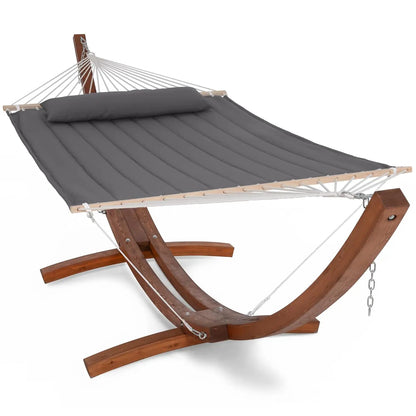Hammocks Double Hammock with Wooden Stand Included, Outdoor Hammocks for Outside, 475 lbs Capacity, Dark Gray, Customized