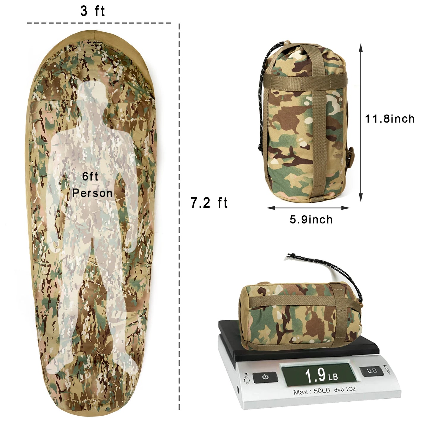 Bivy Cover Sack for Military Army Modular Sleeping System, Waterproof Outer Shell for Sleeping Bag, Minimalist Stealth Shelter