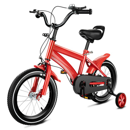 14inch Children's Bicycle with Training Wheel for 2-5 Year-Old Boys and Girls, Height Adjustable Kids Bike White/Yellow/Red/Blue