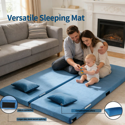 3 Inch Memory Foam Camping Mattress, Dual Layer Thick Sleeping Camp Pad for Car Tent Cot, Roll-Up Portable Glamping Floor Bed