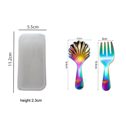 2-piece Mini Portable Spoon and Fork Cutlery Set Stainless Steel Outdoor Camping Lunch Hiking Cooking Utensils