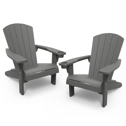 Alpine Adirondack 2 Pack Resin Outdoor Furniture Patio Chairs with Cup Holder-Perfect for Beach, Pool, and Fire Pit, Customized