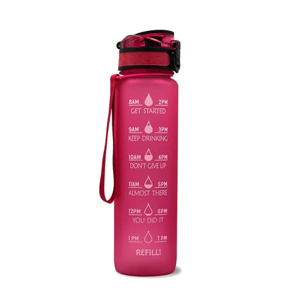 1L Sports Water Bottle Straw Cup 1 Litro with Time Maker Leak-Proof Free Frosted Cup For Outdoor Sports Drinking Bottle