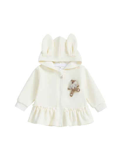 Adorable Toddler Girl Winter Coat with Faux Fur Hood and Pom Pom Detail Warm Jacket for Cold Weather Outfits