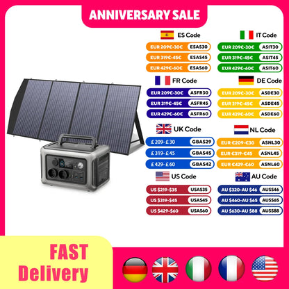 ALLPOWERS R600 Solar Generator with SolarPanel (Optional), 600W 299Wh LiFePO4 Portable Power Station with Solar Charger for Camp