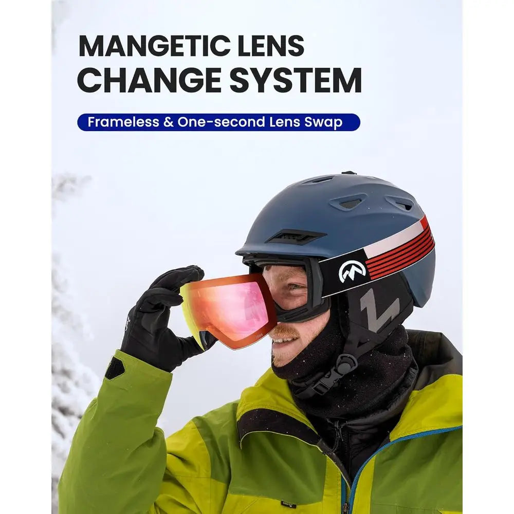 Ultra Ski Goggles with Anti-Fog and Wide View, Interchangeable Lens Design