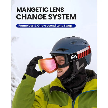 Ultra Ski Goggles with Anti-Fog and Wide View, Interchangeable Lens Design
