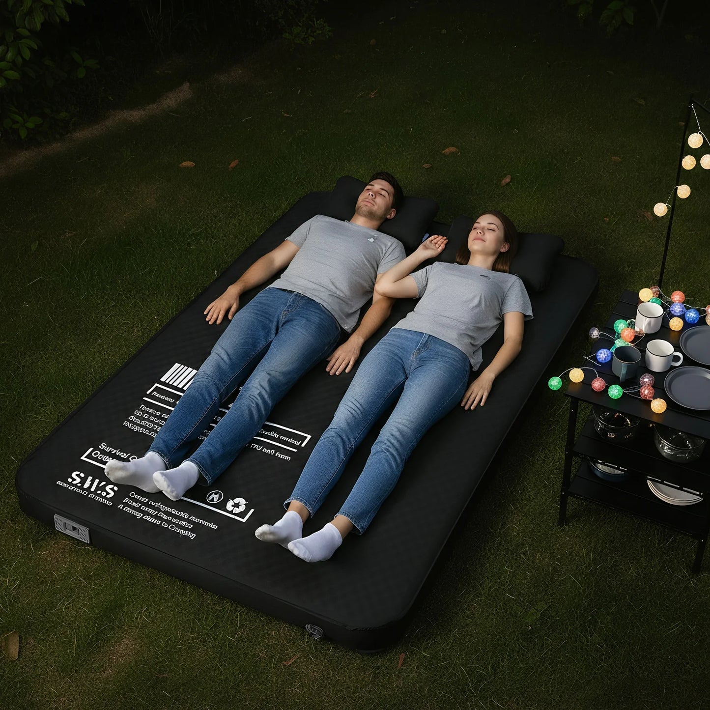 Double Inflatable Sleeping Mat with Pump Inflatable Camping Mat Automatic Inflatable Mat for Backpacking Hiking Traveling Tent