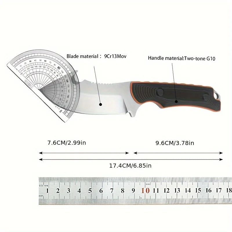 Leather Knife Case Small Straight Knife, Camping Portable Mini Knife, Portable Fishing Adventure EDC Knife
