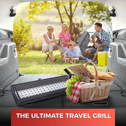 Portable Charcoal Grill 24'x13'x9', Lightweight Folding BBQ for Camping, Hiking, Picnics & Travel