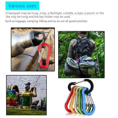 6/12Pcs Aluminum Alloy Carabiner Keychain Outdoor Camping Climbing Hiking Snap Clip Lock Buckle Hook Fishing Accessories