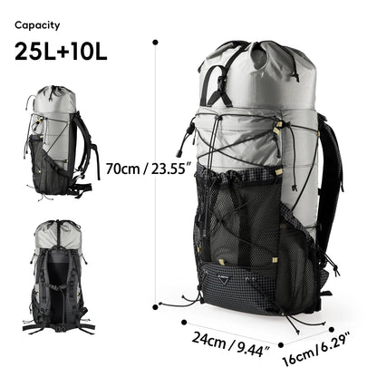 BISINNA Camping Backpack 25+10L Ultralight Travel Bag for Men Women Large Capacity Outdoor Sports Climbing Hiking Backpack