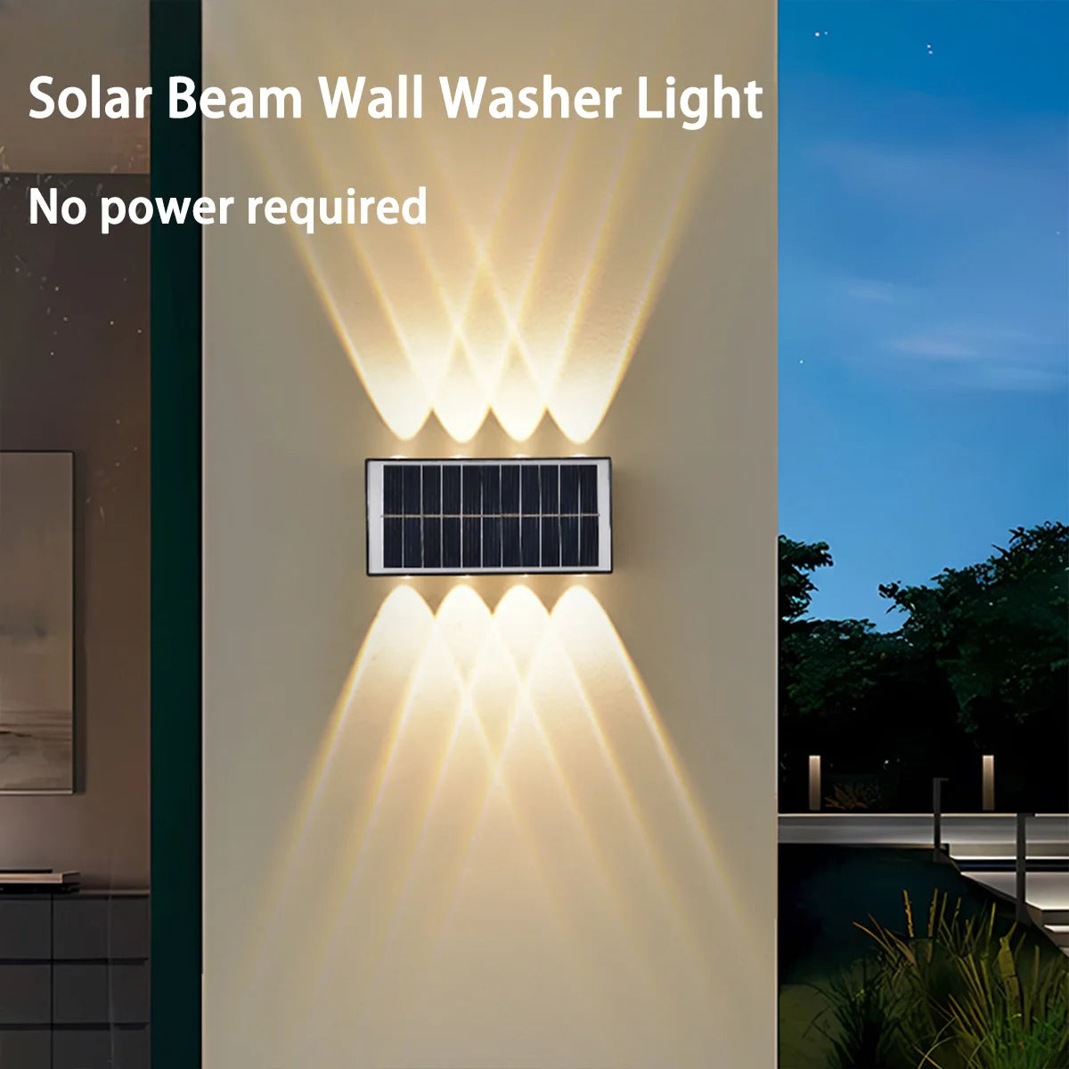 Solar Outdoor Wall Lights 1/3/6 Pack, 8 LED Warm White Solar Wall Sconce, Waterproof Exterior Garden Patio Lamp
