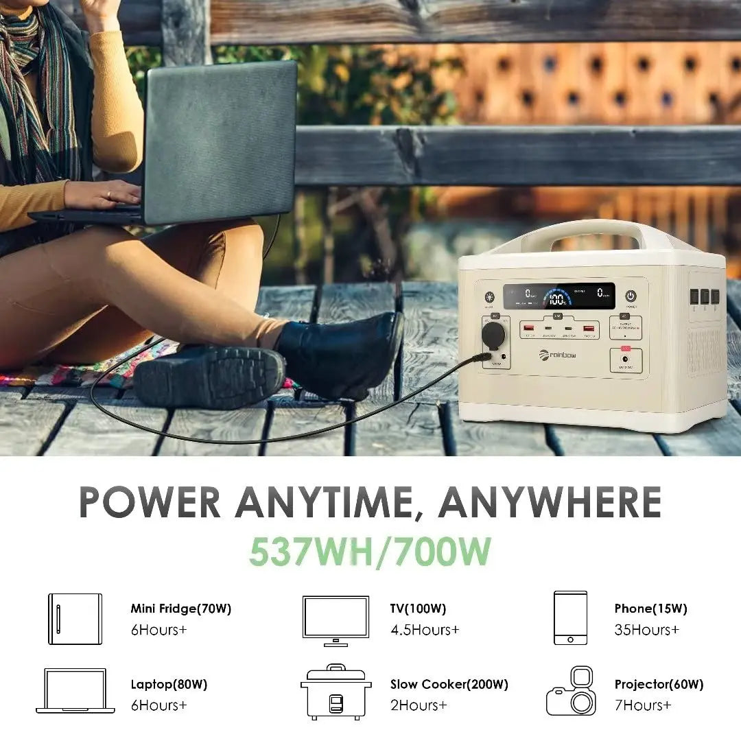 Solar Generator for Outdoor Camping, 3 x 110V/700W