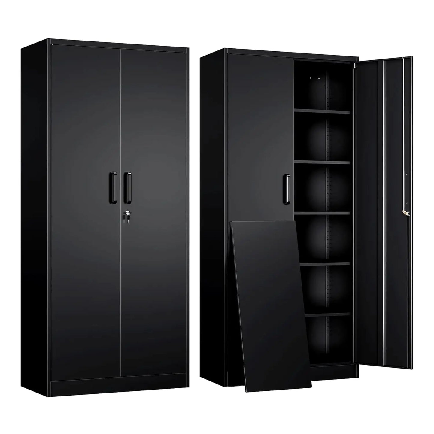 Metal Garage Storage Cabinet with 2 Doors and 5 Adjustable Shelves - 71" Steel Lockable File Cabinet, Customized
