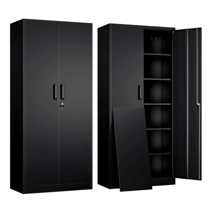 Metal Garage Storage Cabinet with 2 Doors and 5 Adjustable Shelves - 71" Steel Lockable File Cabinet, Customized