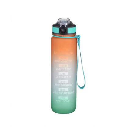 1L Sports Water Bottle Straw Cup 1 Litro with Time Maker Leak-Proof Free Frosted Cup For Outdoor Sports Drinking Bottle