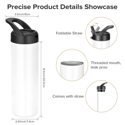 Sublimation Tumblers,12/25 Pack 20 oz Skinny Straight Sports Water Bottles Mugs,for Tumbler Press Machine Sublimation Print