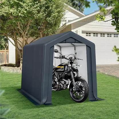 Outdoor Storage Shed Carport 6x10 ft Heavy Duty, Portable Garden Yard Car Port Shelter Storage Tent Garage with Roll Up Doors