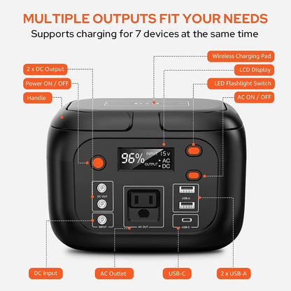 150W 97.68Wh Portable Power Station 110V AC Outlets Solar Generator Power Bank For Outdoor Camping RV Travel Emergency Use