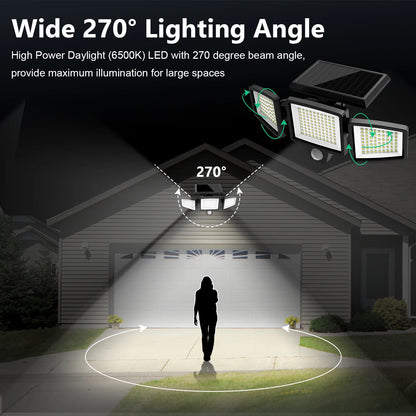 (1/2/3 Pack) 3-Head Solar Outdoor Light, Motion Sensor Security Light with Wireless Remote Control