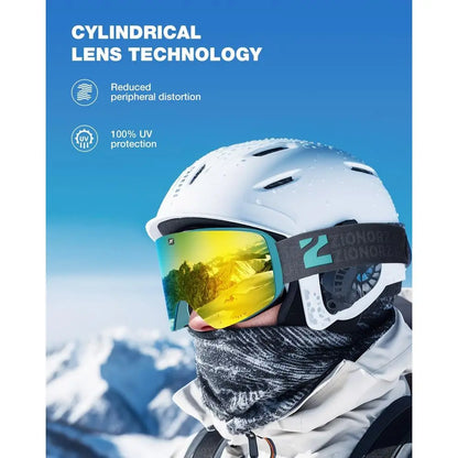 Magnetic Cylindrical Ski Goggles with X11 Lens for Men and Women
