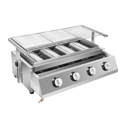 4 Burners BBQ Propane Gas Grill Removable Smokeless Barbecue Grill Portable BBQ Grill for Outdoor Patio Garden