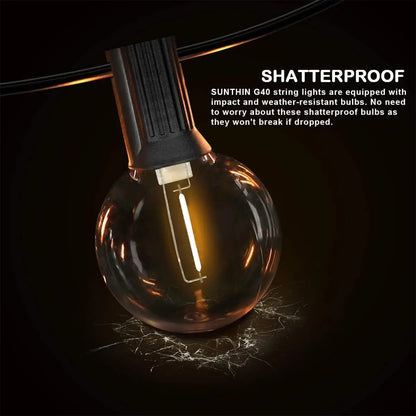 97FT Outdoor LED String Lights with 49 Shatterproof Bulbs, Waterproof for Backyard, Porch, Party, Camping