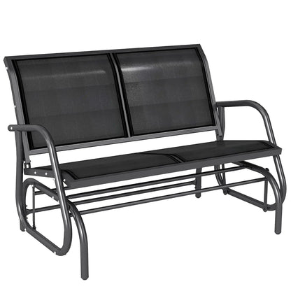 2-Person Outdoor Glider Bench, Patio Double Swing Rocking Chair Loveseat w/Powder Coated Steel Frame for Backyard, Customized