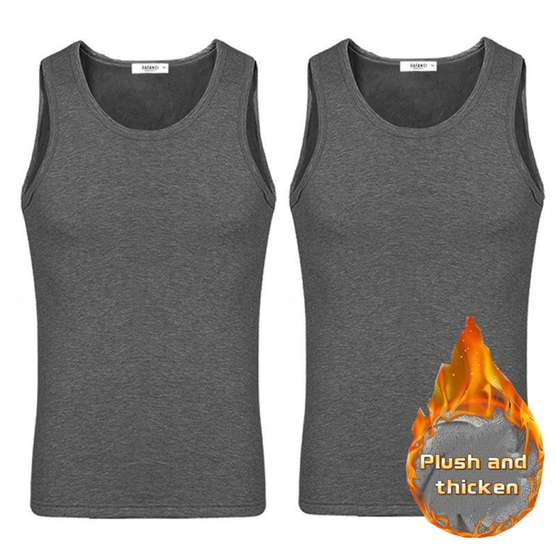 2pcs Men Thermal Underwear Man Sleeveless Vest Autumn WinterThermo Lingerie Men's Warm Top Thickening Thermo Vest Undershirt